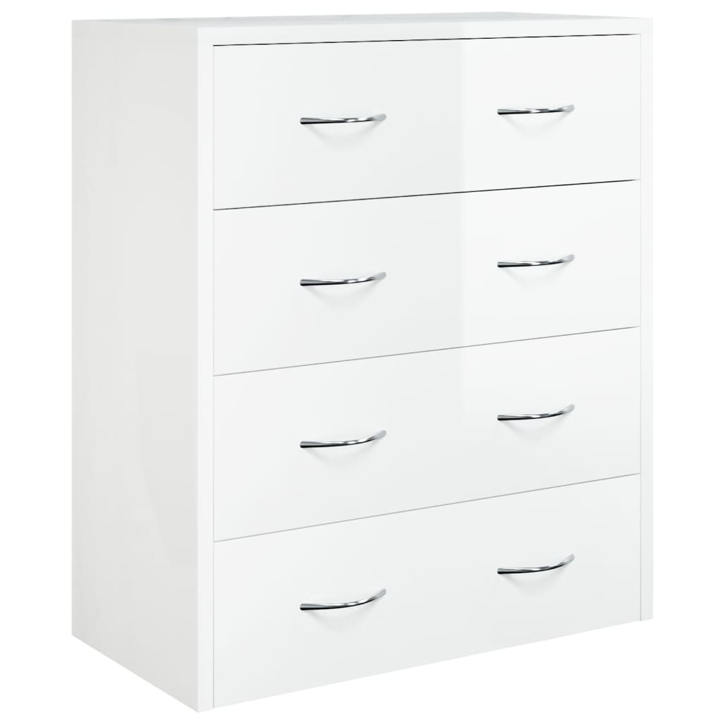 Vidaxl Комод с 4 ящиками, 60x30,5x71 см, белый, с высоким блеском