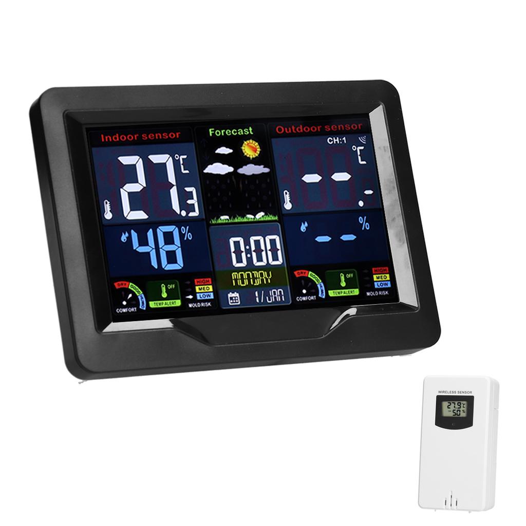 Wireless Weather Clock Color Display Thermometer Hygrometer Calendar Weather Forecast Station