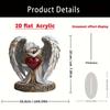 7.1X6.5 Inches Boho Style Acrylic Angel With Heart Desk Ornament With Stand Ideal For Home, Christmas & Valentine'S Day Gift