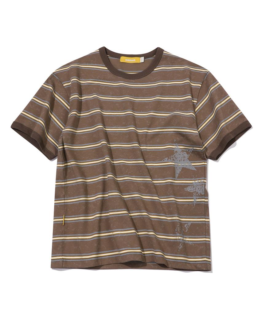 Футболка MAINBOOTH Rough Star Stripe(коричневый)