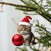 Новый рождественский милый котенок кулон рождественская елка кошка подвесной оранмент новогодний подарок 2024 рождественское украшение для домашнего декора