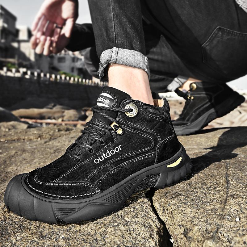 Мужская обувь из натуральной кожи, кроссовки, водонепроницаемые уличные мужские ботинки, удобная мужская прогулочная обувь