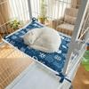Double Sided Cat Cage Platform Mat Cartoon Pattern Adjustable Pet Cage Hammock Strap Up Style Comfortable Pet Hammock Bed