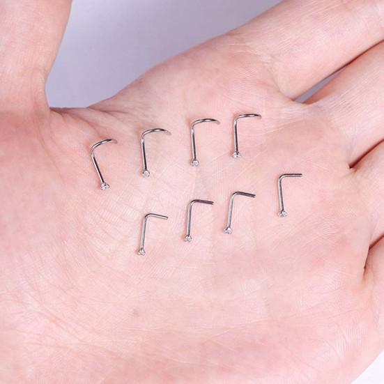 1 шт. изысканное полирующее кольцо в носу в форме номера из титановой стали с кубическим цирконием