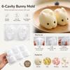 Bunny Silicone Mold 6-Cavity 3D White Flexible Dessert Form for Mousse Jelly Pudding Mini Cakes and Cute Home Baking Treats