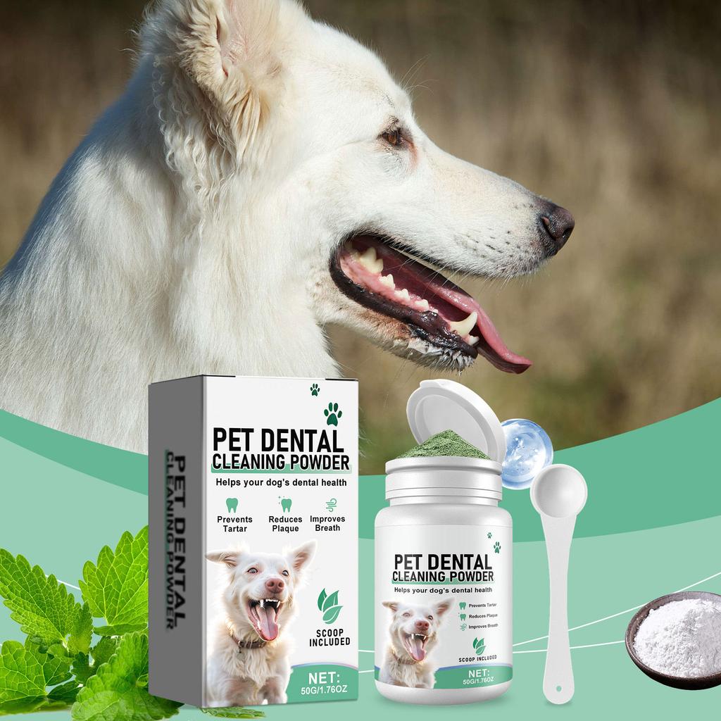 Pet Teeth Cleaning Powder Dental Powder For Fresh Breath Prevents Tartar And Plaque Build Up Natural Ingredients