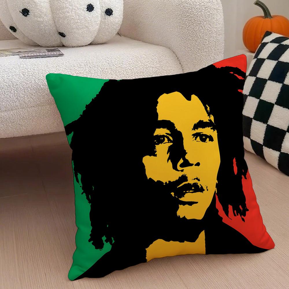 Legendary Jamaican Singer BBob MMarley Cushion Cover Throw Pillow Cover Hidden Button Durable Polyester Chair Cushion