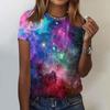 Женская модная повседневная футболка с коротким рукавом и круглым вырезом с принтом Galaxy