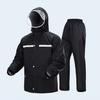 2Pcs/Set Raincoat Pants Set Men Women Hooded Long Sleeve Rain Jacket Elastic Waist Long Pants Set Reflective Stripe Waterproof Rain Suit
