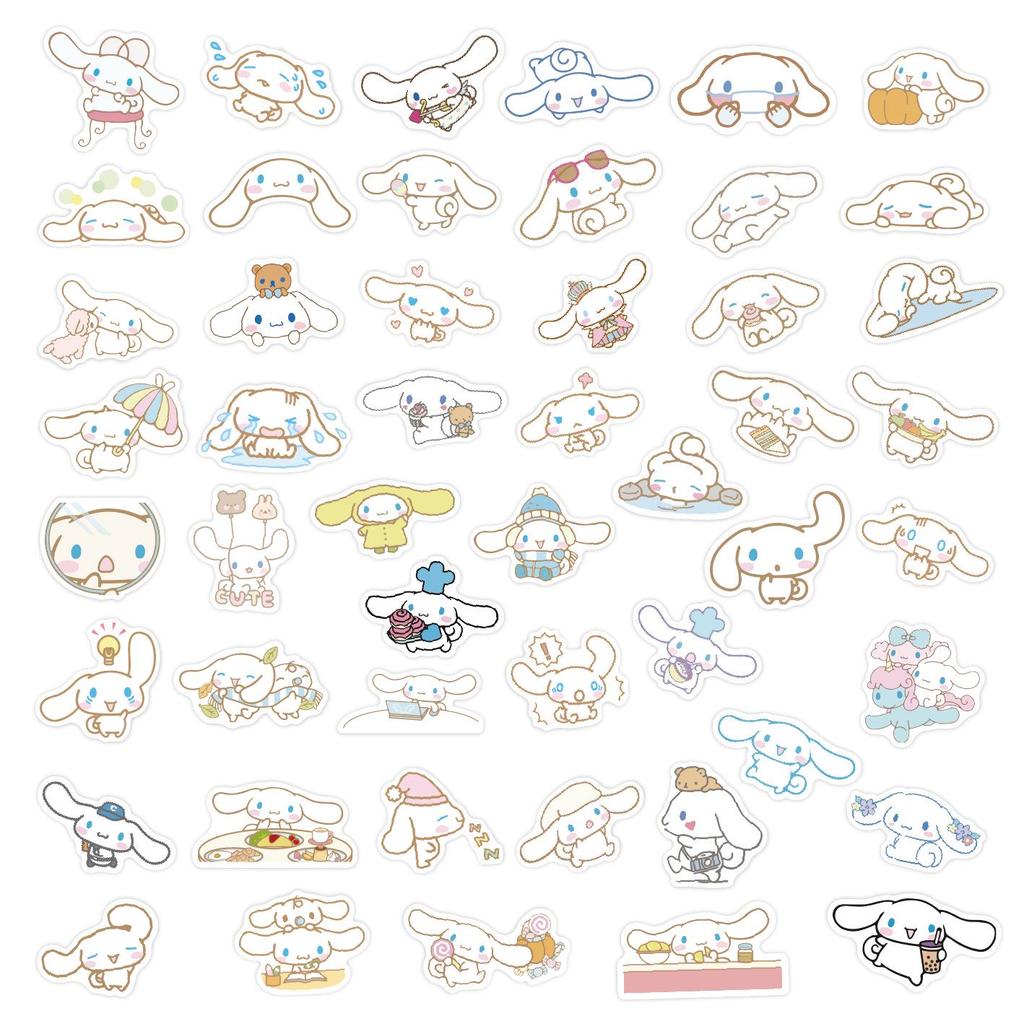 Набор мультяшных стикеров Cinnamoroll: 50 листов для блокнотов, ноутбуков, чашек, багажа и телефонов.