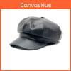 Solid Color Pu Leather Octagonal Beret Outdoor Breathable Hat Sun Protection