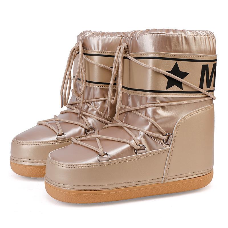 Amoy Women's Winter Moon Sneakers Waterproof and Non-slip Space Boots Warm Medium Snow Boots