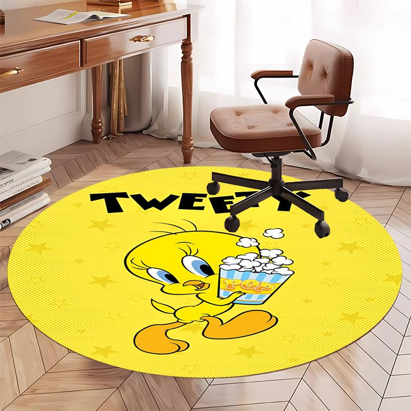 Tweety Printed Round Rug Carpet Chair Rug Area Rug Entryway Doormats,for Office Chair Living Room Bedroom Kitchen Room.