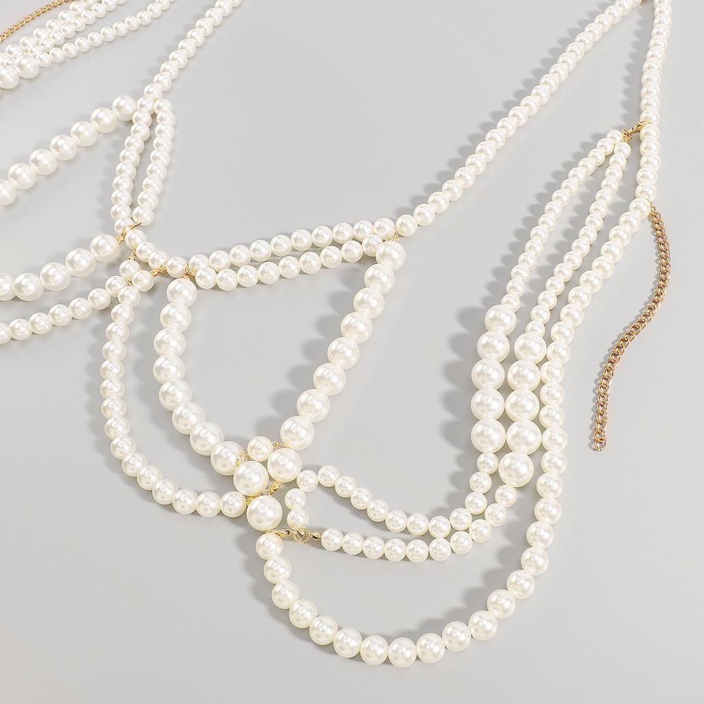 Pearl Hollow Bikini Chest Chain Hot Girl Sexy Nightclub Style Multi-layer Beaded Body Chain Female