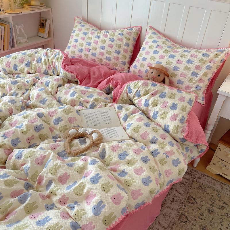 2026 Cartoon Style Embroidered Puffy Cotton Bedding Set