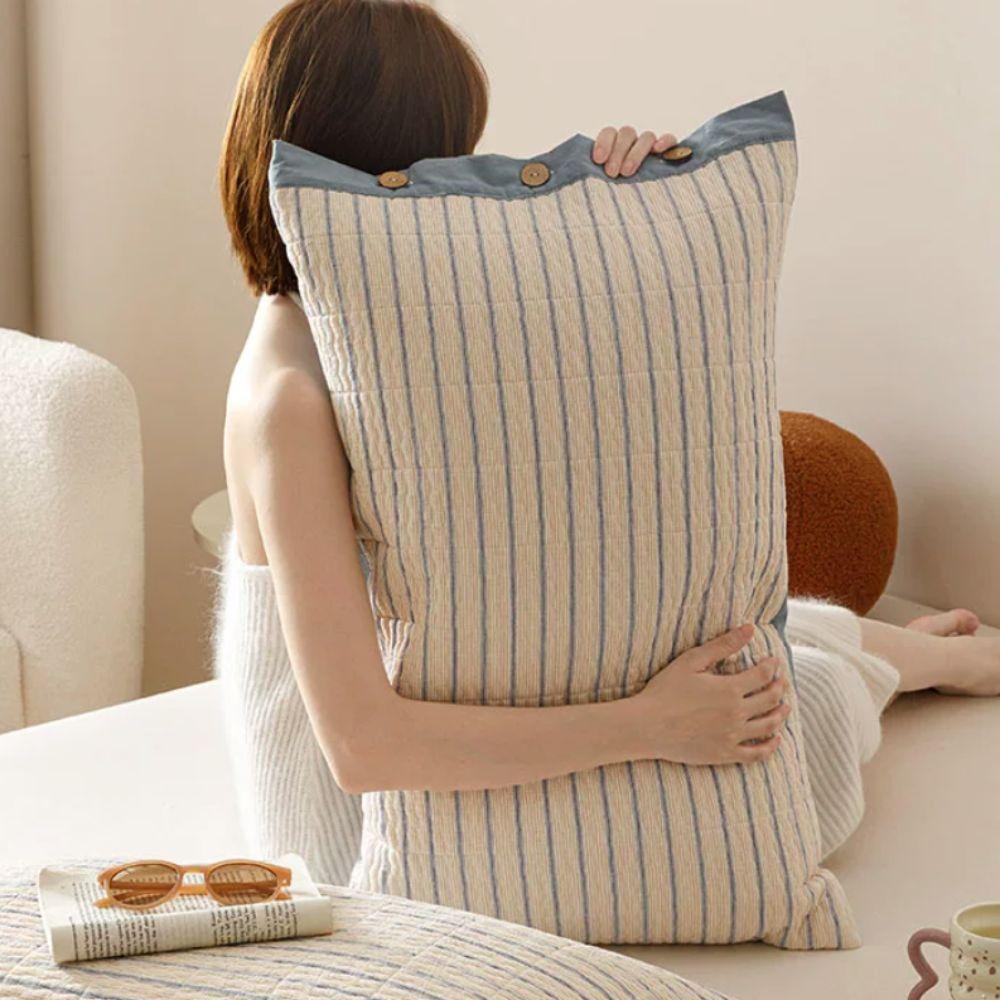 Skin-friendly Pillowslip Pure Cotton Pillow Cover Envelope-style Plaid Pillowcase Dormitory