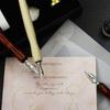 1pcs Stainless Steel Tip Calligraphy Pen Wooden Rod Signature Pen Multi-functional Dip Pen  Students