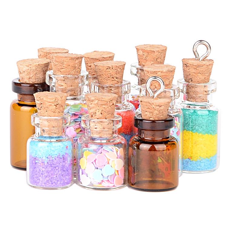Brown Cork Mini Wish Bottle Pendant 13x18/13x24 for DIY Jewelry