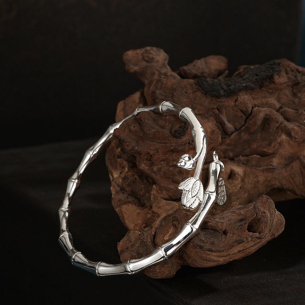 Ping An Bamboo Festival Silver Bracelet, Female Step By Step Rising, New Bamboo Bracelet for Girlfriend's Birthday Gift