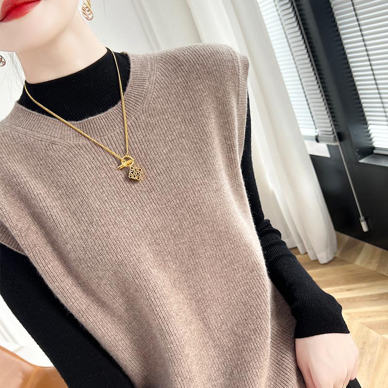 Женский кашемировый жилет Qinghe Cashmere 30% кашемир 70% шерсть осенне-зимний кашемировый жилет мягкий и теплый