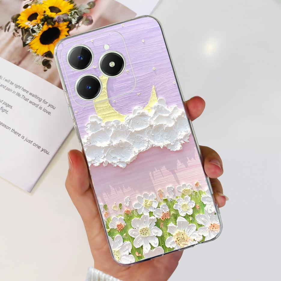 Чехол для Realme C61 Чехол для Realme C63 Милый Кот Мультяшный Расписной Чехол Мягкий Силиконовый Чехол для Телефона Для Realme C61 RealmeC61 RealmeC63 Fundas
