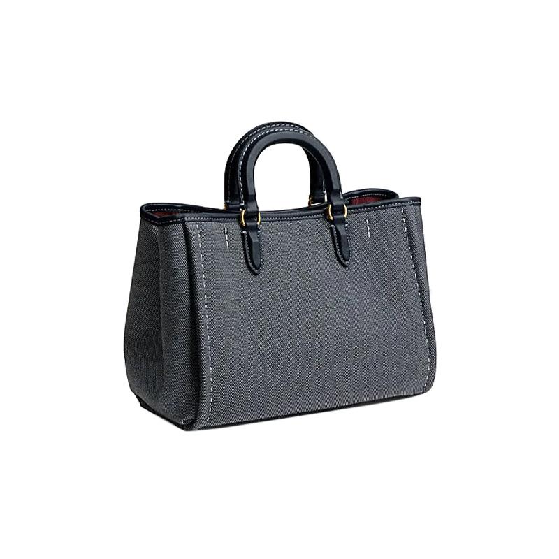 COACH handbag Reese 28 solid color letter logo embroidered logo foot protection fabric tote bag tote shopping bag shoulder large size women's dark