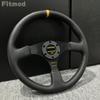 JDM 14-дюймовое 350-мм гоночное модифицированное кожаное рулевое колесо, плоское спортивное рулевое колесо для дрифта и игр, PCD 70 мм