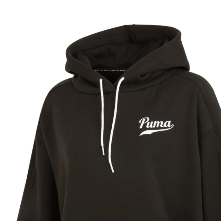 Puma Толстовка с капюшоном из флиса с принтом логотипа и буквами, женская толстовка с капюшоном, черная 536184-01