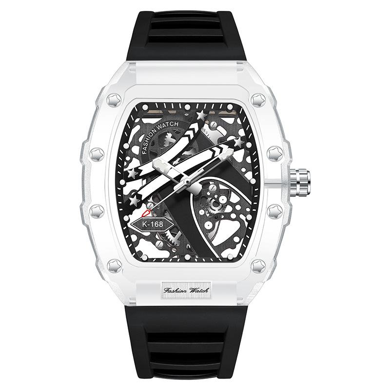 UTHAI BK145 Модные мужские часы, прозрачные кварцевые часы с полым механизмом в форме бочки, водонепроницаемые часы, подарочные часы для мужчин