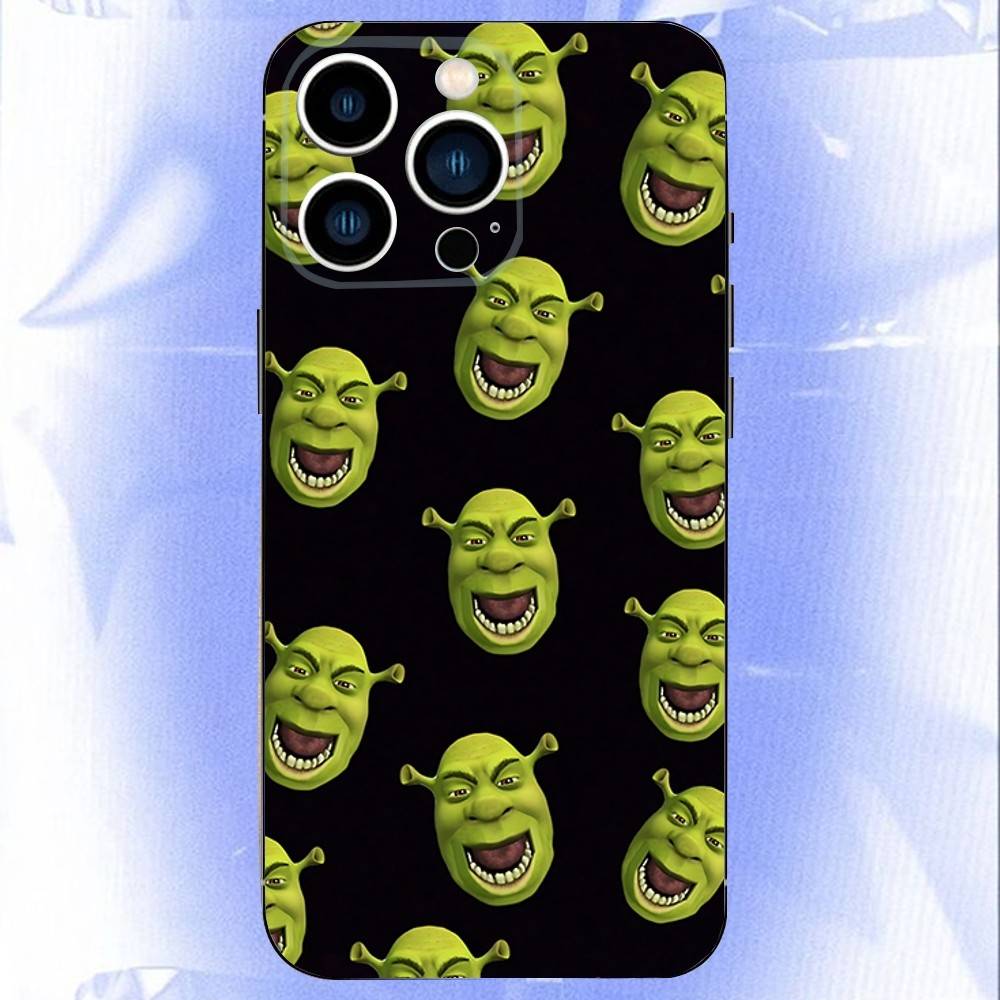 Смешной чехол для телефона с мультяшным Шреком для iPhone 17,16,15,14,13,12,11,Pro,XS,Max,XR,Plus,E,SE4,Mini Черный Мягкий Чехол
