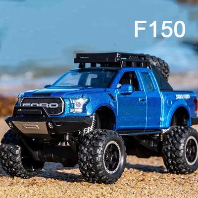 1:Масштаб 1:32 F-150 Svt Raptor Металлические литые модели Автомобили Игрушки Двери Открываются Внедорожник Со Светом и Музыкой Машинки Подарки Мальчикам на День Рождения