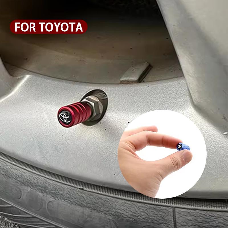VTSJ3 New Car Valve Cap Decorative Dustproof Tire Valve Stem Caps For Toyota RAV4 Corolla Camry Frontier Supra C-HR Hilux Tacoma Prado
