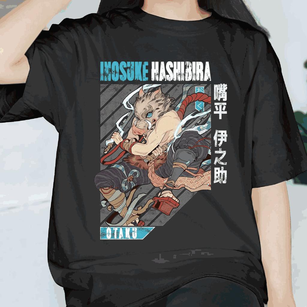 Hot Sale Anime Demon Slayer Hashibira Inosuke Graphic Print T-shirt Men Women Summer New Tee Streetwear Y2K Harajuku Fashion Loose Casual Oversize Top