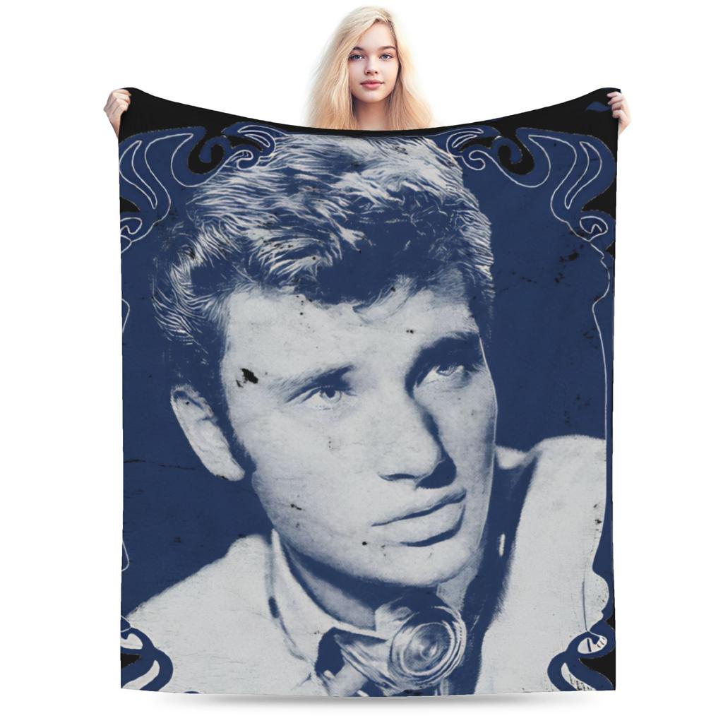Johnny Hallyday Plush Blanket Girls Boys Flannel Throw Blanket For Outdoor Warm Soft DIY Quality Bedspread