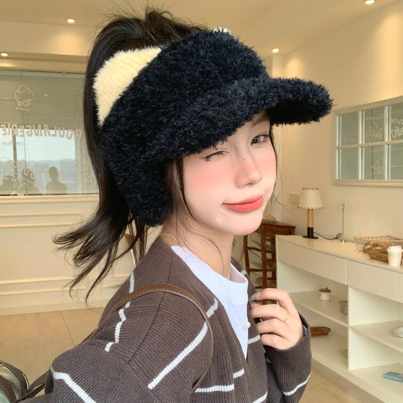 Осенне-зимние шапки, женские наушники, большая тулья, маленькое лицо, пустая кепка, флисовая и утолщенная теплая шапка.