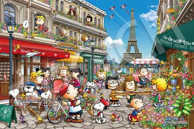 Epoch Пазл PEANUTS и Снупи в Париже Включает и Билет для подсчета очков Пазл на 1000 деталей (50x75cm) 12-610s, Клей, Шпатель,