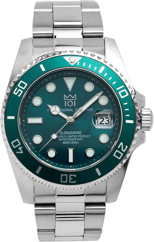 НОВАЯ модель часов с дисплеем даты и водонепроницаемостью 20 АТМ [HYAKUICHI 101] Дайверские часы HYAKU1-001 (Аква Грин)