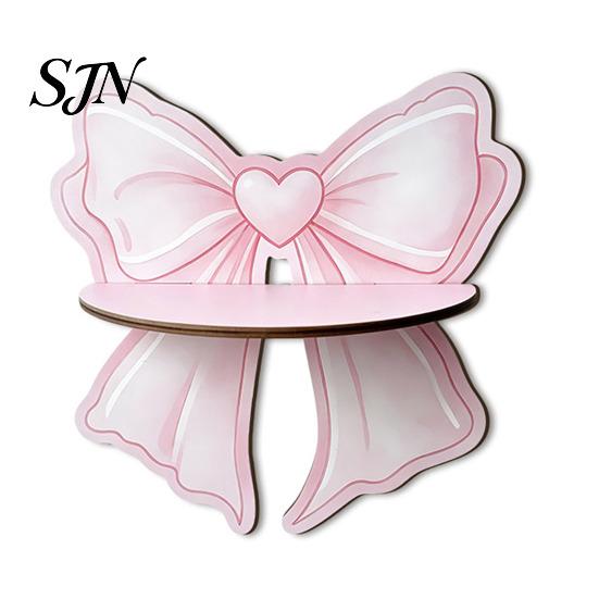 Minimalist Wall Shelves for Small Items Cute Pink Bow Wooden Shelf, Shaped Display Rack, Mount Sweet Style Decoration Storage Shelf Bedroom