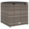 Storage Box with Cushions Gray 50 x 50 x 50 cm Poly Rattan