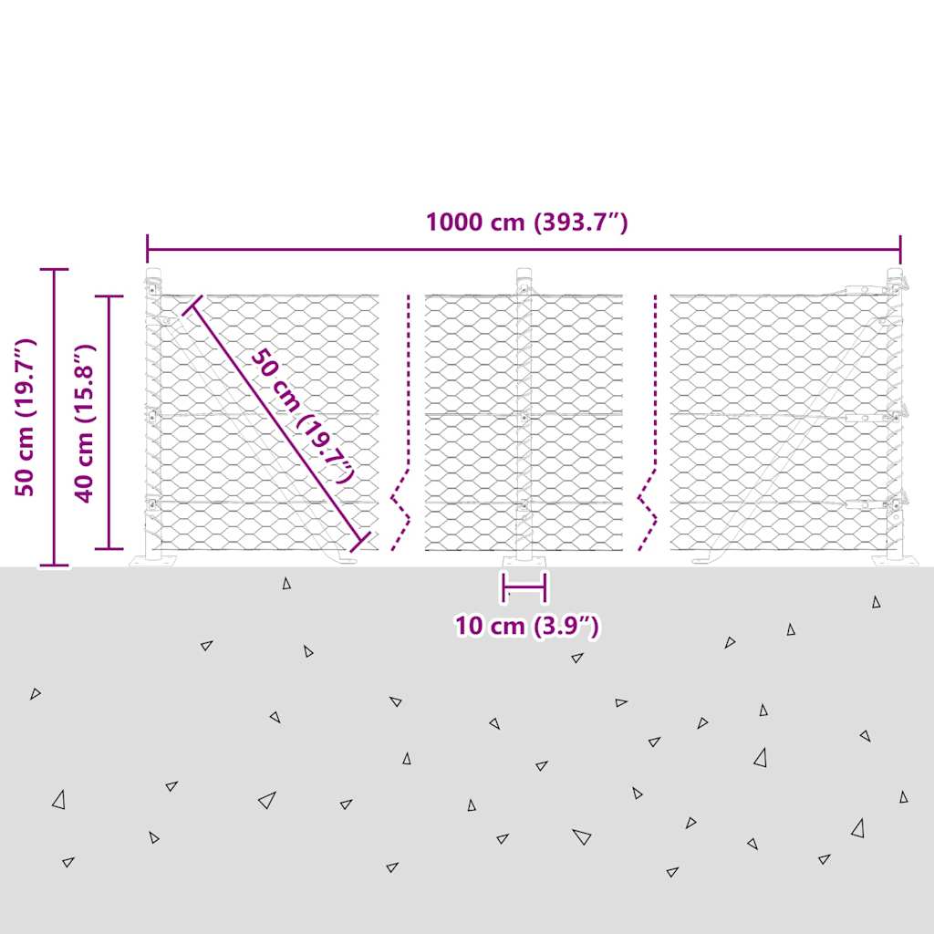 Welded Wire Fence with Concrete Foundation 10 x 0.4 m (W x H)