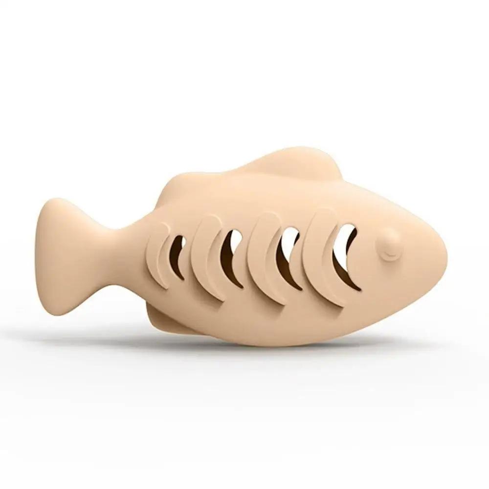 Interactive Cat Toy Food Dispenser For Indoor Cats Blue Treat Catnip Stuffer Engaging Silicone Fish Chew Toy Dental Care