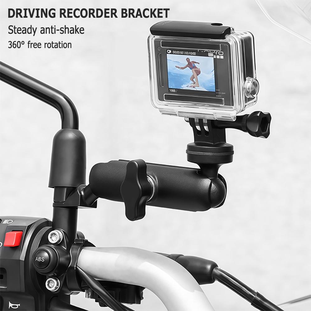360° Motorcycle Handlebar Mount Aluminum Holder Bike Bracket For Gopro Hero 12 11 10 9 8 Insta360 Osmo Action Camera Accessories