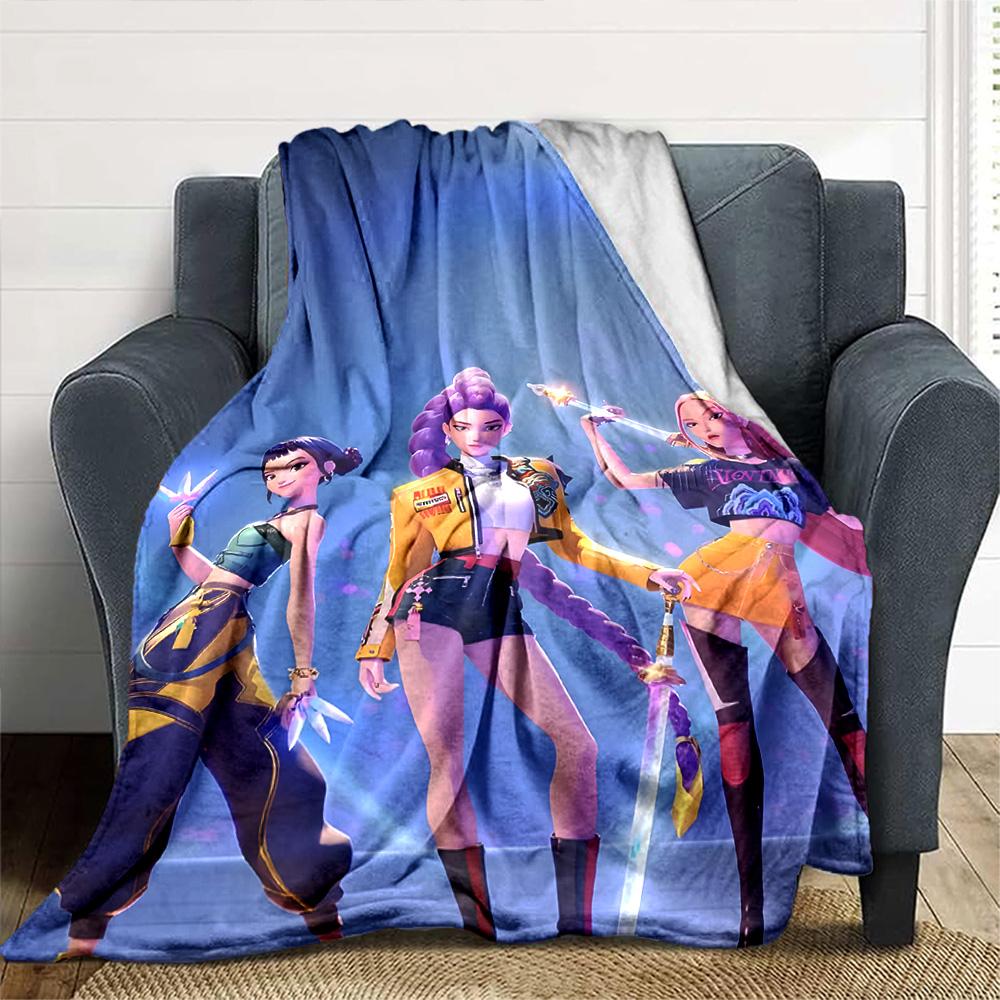 K‑pop Huntrix Blanket Soft & Cozy Great for Picnics Sofa Office Chair All-Season Use Playful Design Perfect Gift for Relatives and Friends