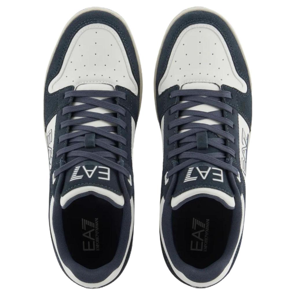 Emporio Armani EA7 Искусственная кожа ПУ Полиэстер Круглый носок На шнуровке Перфорированные Цветные блоки Повседневные кроссовки Низкие Унисекс кроссовки X8X195XK409U492