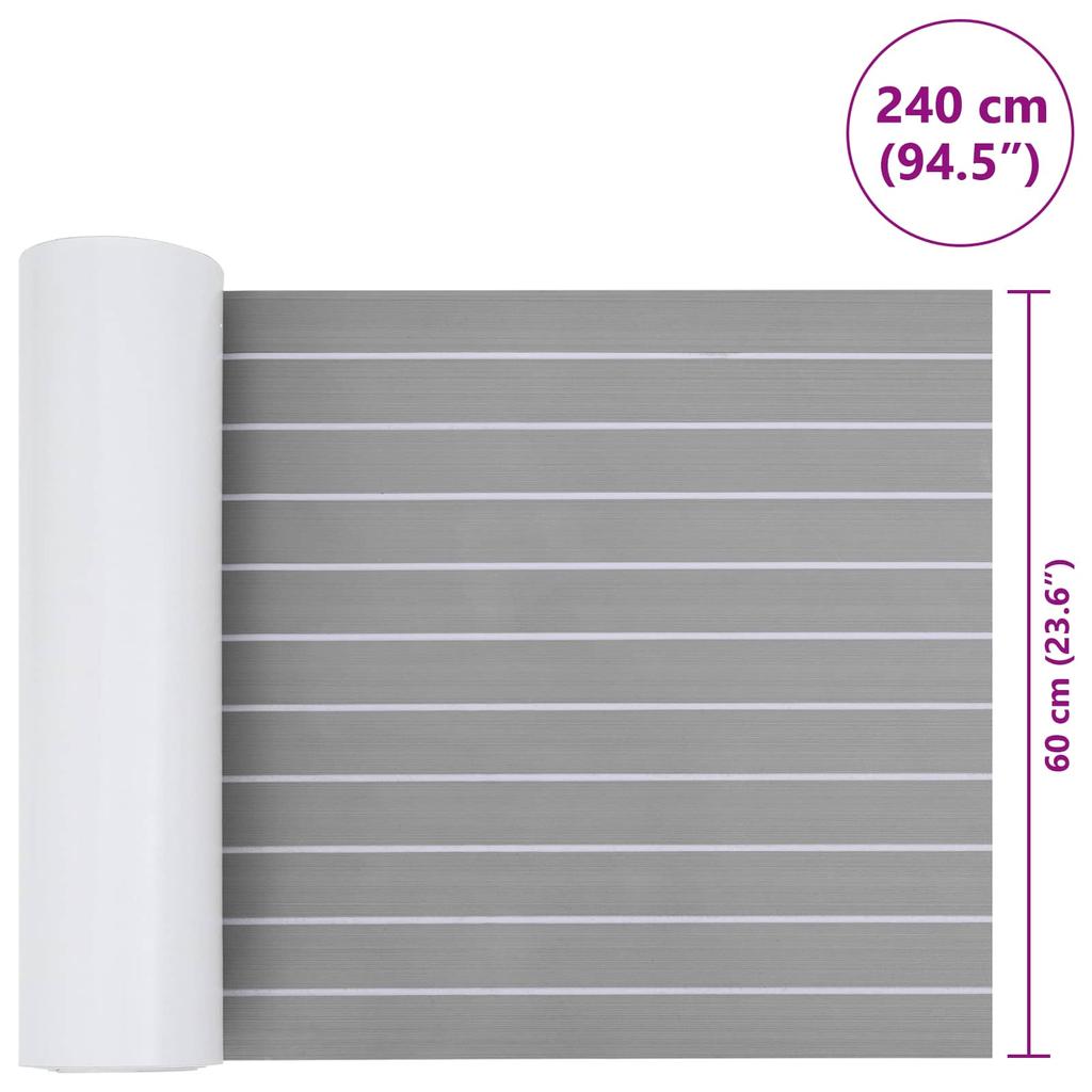 Boat Mat Striped Light Gray and White 240 x 60 cm EVA