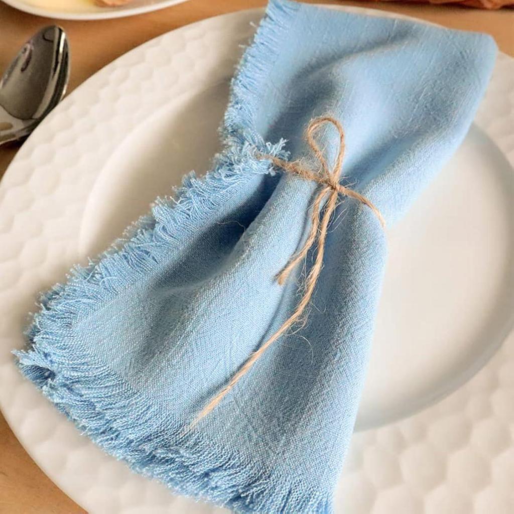 Sub-Cotton Linen Napkin with Tassels for Elegant Dining & Photography Decor