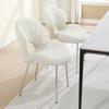 Velvet Dining Chair with Hollowed-Out Backrest, Armless Cushion Chair, Silver Legs, Chair for Living Room, Bedroom and Office (Set of Two) -IVORY
