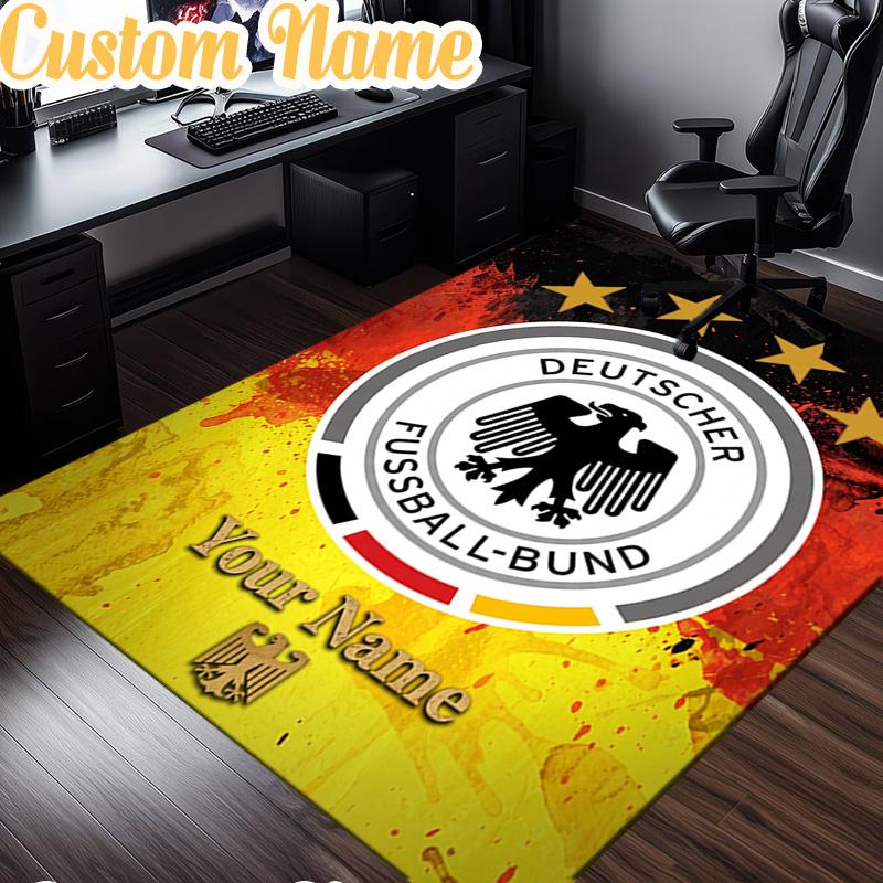 Custom Name German Football Stars Rug, Office Rug, Chair Rug, Carpet for Living Rooms, Doormat Game Rug Home Decor Christmas Gifts