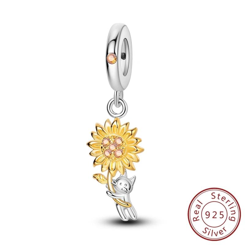 Медно-розовый Светящийся в темноте Кот Щенок Шарм Подвеска Бусины Лучшее Сочетание Оригинальный Браслет Для Женщин Изготовление Украшений