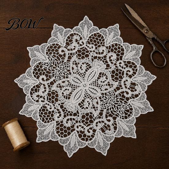 Elegant Lace Placemats Round White Doily, Retro Placemat, Embroidered Table Mat, Decorative Doilies for Wedding Bridal Shower Dining Decor Durable